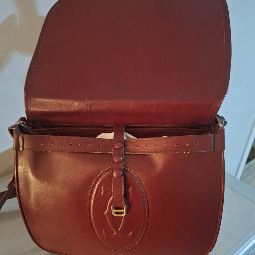 Authentic Cartier Must Line Shoulder bag ,Bordeaux,Vintage